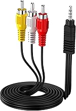 3.5mm to RCA Camcorder Handycam AV Audio Video Output Cable, 1/8" TRRS to 3 RCA Male Plug AUX Cable Cord for TV,Smartphones,MP3, Tablets,Speakers,Home Theater - 5ft