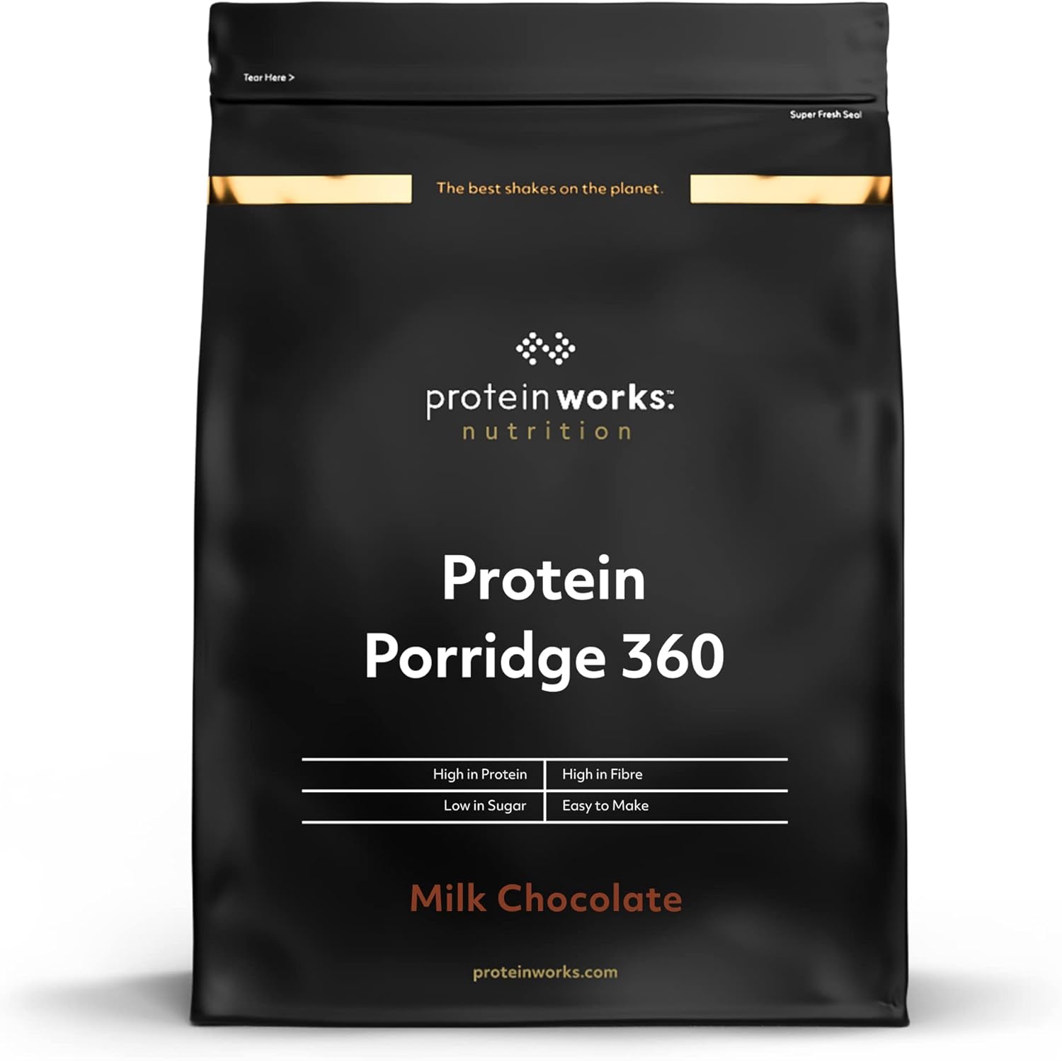 Protein Works - Protein Porridge 360, High Protein, Low Sugar Breakfast, Added Vitamins, Low GI, Wholegrain Oats, High Fibre, 26 Servings, Milk Chocolate, 2kg