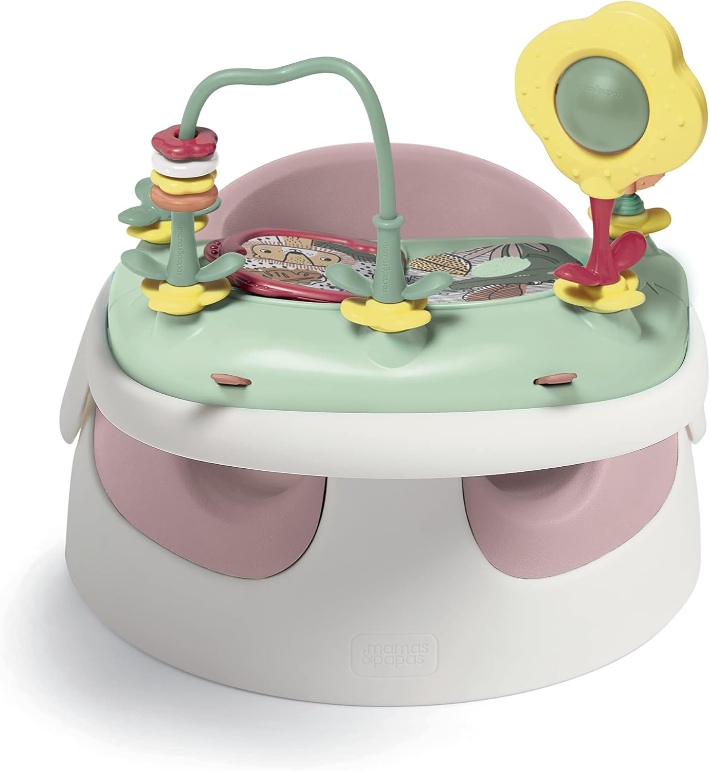Mamas & Papas Baby Snug Seat and Activity Tray with Adjustable Features, Supportive, Stable and Easy Clean Design in Blossom (Pink), Suitable from 3 to12 Month Approx