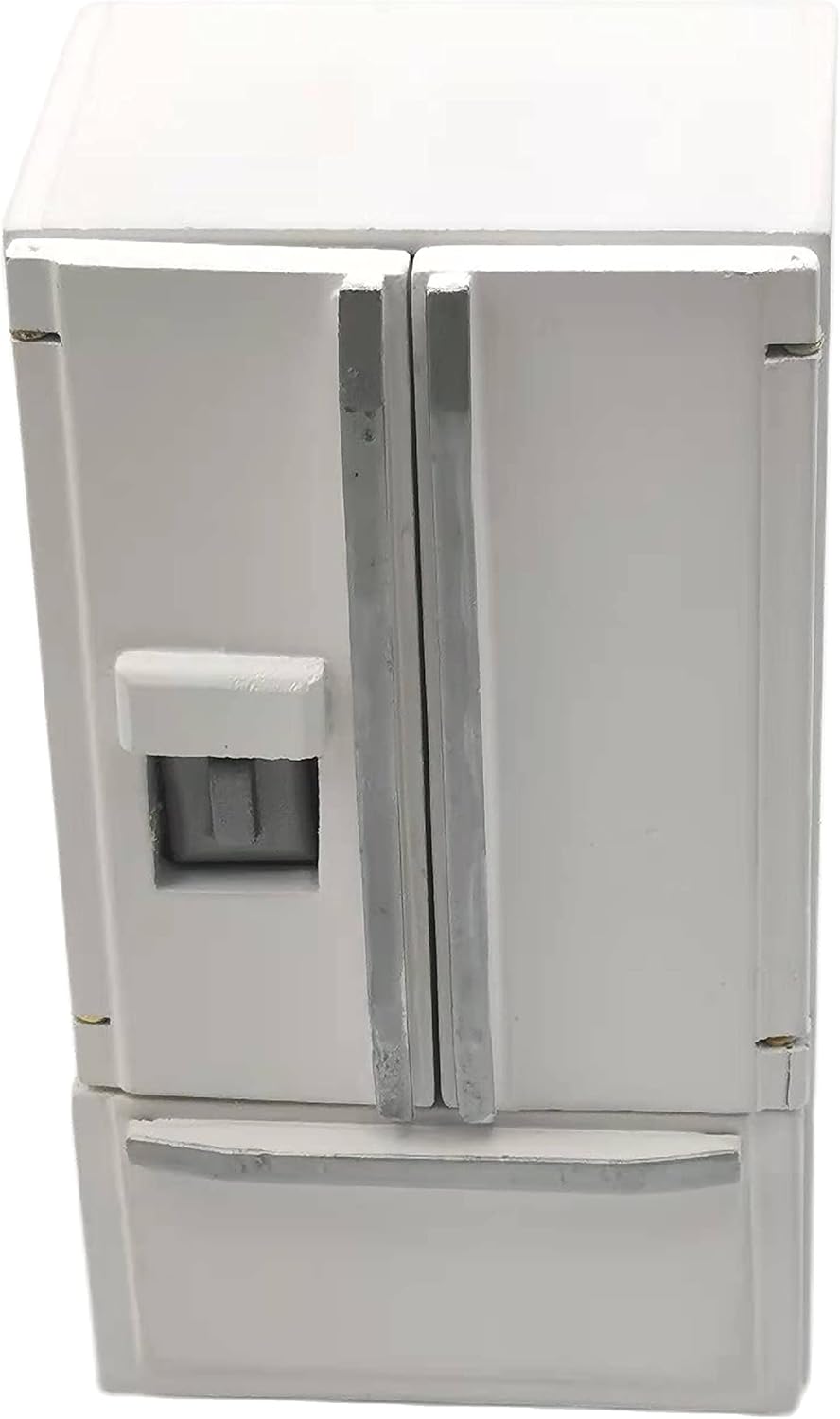 Dollhouse Decoration Accessories, 1:12 Dollhouse Miniature Furniture Simulation Fridge Refrigerator Kitchen Prop Decor for Baby Kids Play Pretend Toy (White)