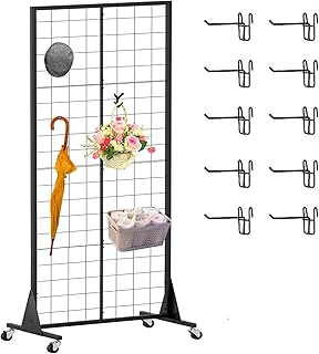 Gridwall Panel Display Stands 2'x5.5' Ft, Heavy-Duty Floorstanding Retail Display Rack with Triangle-Base for Retail Art Fair Show (Black Finish)
