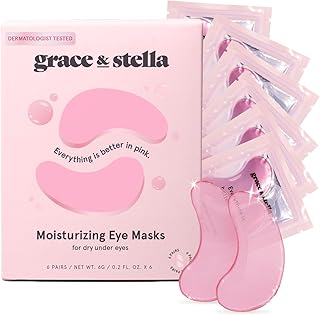 grace & stella Award Winning Under Eye Mask - Reduce Dark Circles, Puffy Eyes, Undereye Bags, Wrinkles - Gel Under Eye Patches - Gifts for Mom - Vegan Cruelty-Free Self Care (Pink, 6 Pairs)