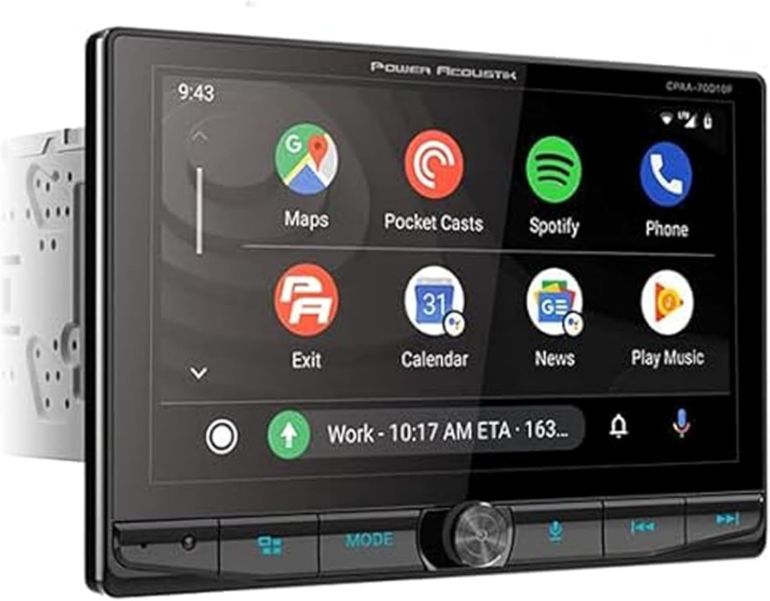 Power Acoustik CPAA-70D10F Car Stereo - Apple CarPlay & Android Auto Head Unit, 10.6" Floating Double DIN Touchscreen Car Stereo with Bluetooth, Aux Input, USB, SD, AM/FM Receiver, CD DVD Player
