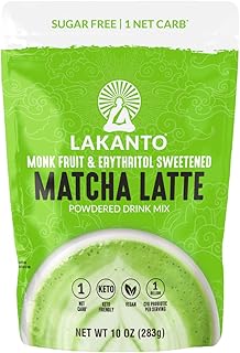 Lakanto Sugar Free Matcha Latte - Green Tea Powder with Shelf Stable Probiotics and Fiber, Sugar Free, Monk Fruit Sweetener, Keto Diet Friendly, Vegan, Detox, Destress, Antioxidants, Authentic (10 Oz)