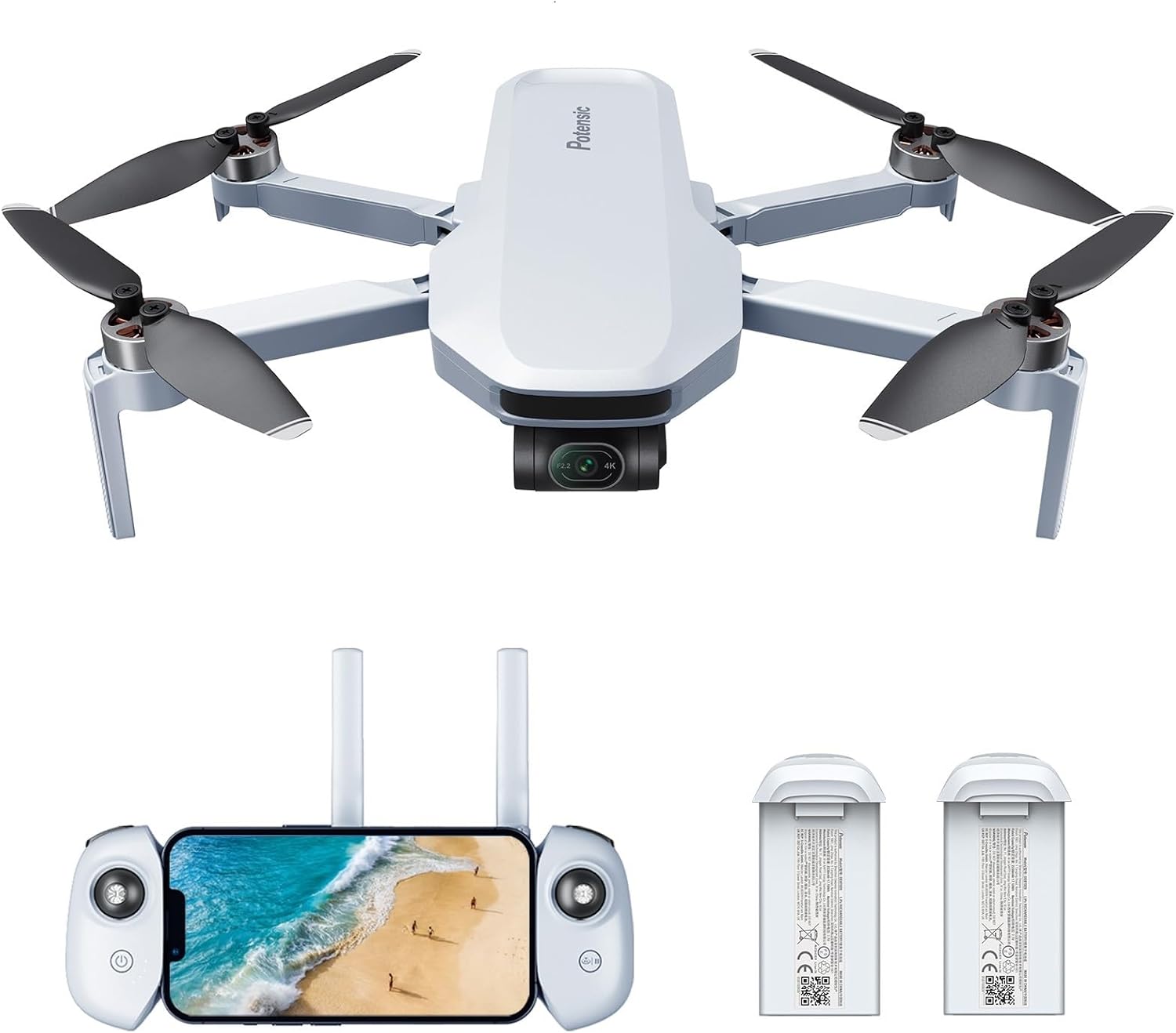 Potensic ATOM, 3-Axis Gimbal 4K Drone with Camera for Adults, Under 249g, 64 Mins Flight, Max 6KM Transmission, Visual Tracking, 4K/30FPS QuickShots, Expansion Kit