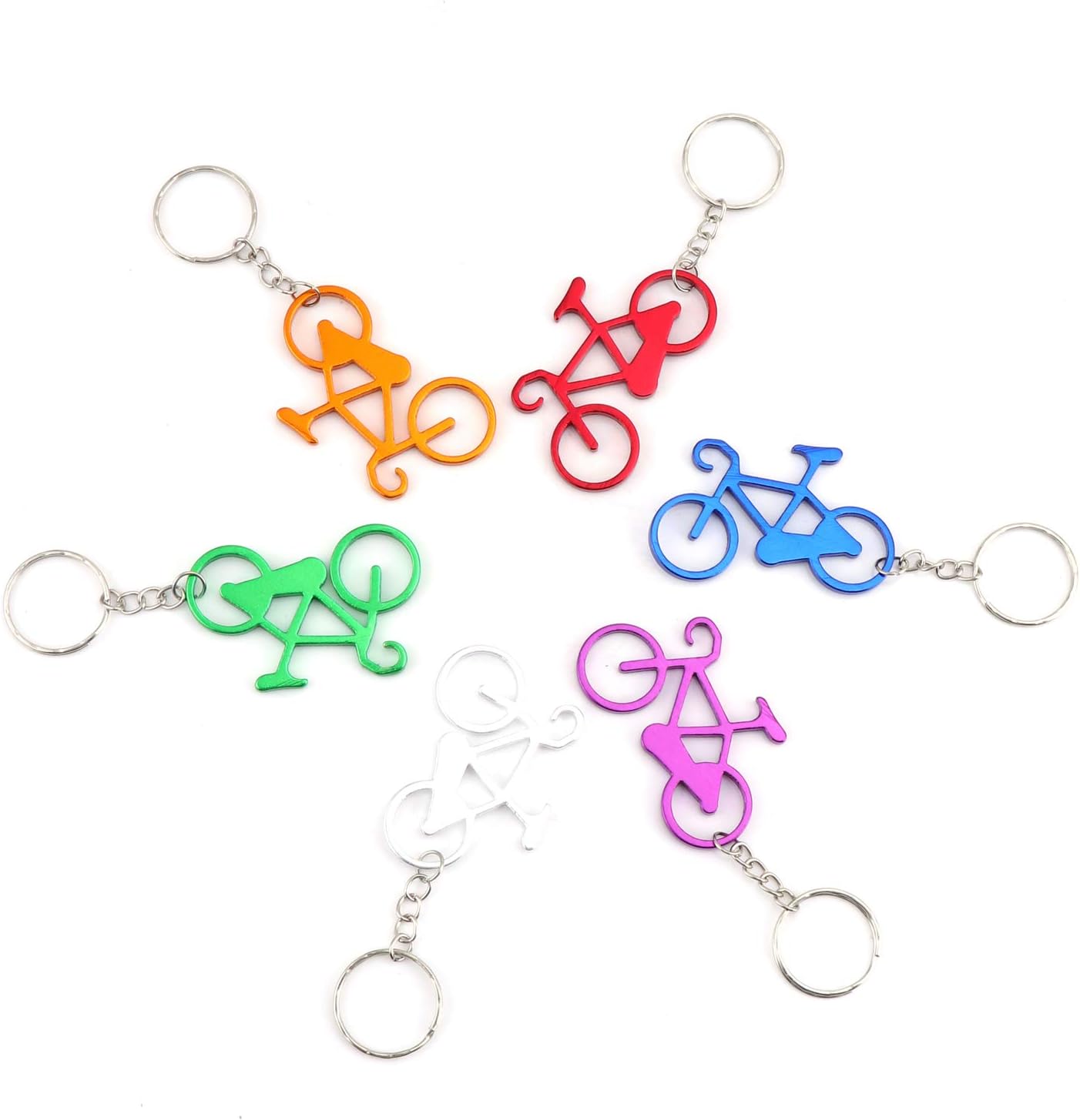 Coolty 24 PCS Beer Bottle Opener Pocket Key Chain Bicycle Bar Small Beverage Keychain Ring