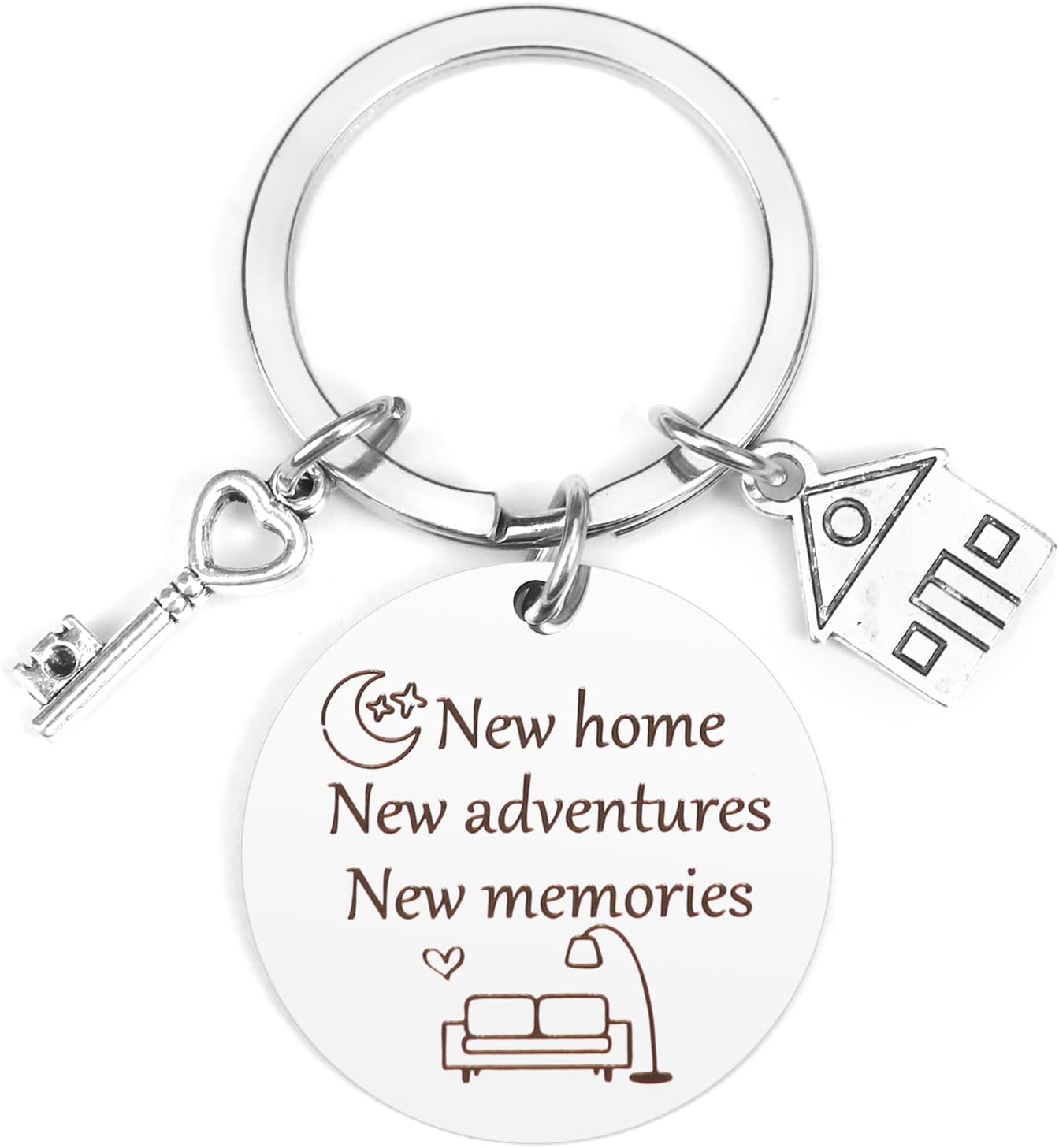 EmDryze New Home Gifts House Warming Gifts Stainless Steel Keyring Housewarming Gifts for Couples New Adventures New Home Owners Presents New House Gift Ideas First Home Christmas Stocking Fillers