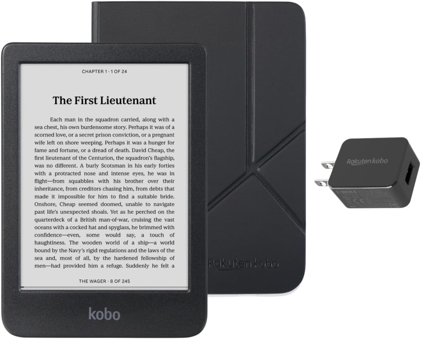 Kobo Clara BW eReader with Case Bundle (Black SleepCover, Case + AC Bundle)