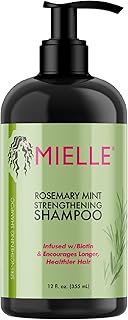 Mielle Organics Rosemary Mint Strengthening Shampoo Infused with Biotin, Cleanses and Helps Strengthen Weak and Brittle Hair, 12 Ounces