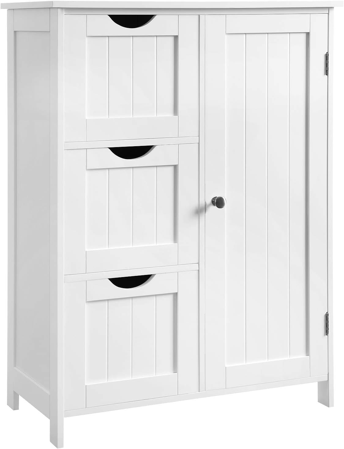VASAGLE Bathroom Floor Storage Cabinet, Bathroom Storage Unit with 3 Drawers, 1 Adjustable Shelf, Bathroom Cabinet Freestanding , 11.8 x 23.6 x 31.5 Inches, White UBBC49WT