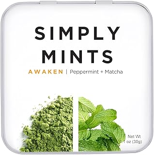 Simply Mints | Breath Mints- Awaken (Caffeine + Peppermint + Matcha) | Pack of Six (180 Pieces Total) | Breath Freshening + Aspartame-Free + Vegan + non-GMO
