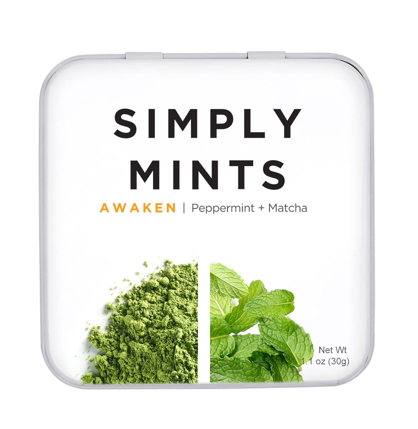 Simply Mints | Breath Mints- Awaken (Caffeine + Peppermint + Matcha) | Pack of Six (180 Pieces Total) | Breath Freshening + Aspartame-Free + Vegan + non-GMO