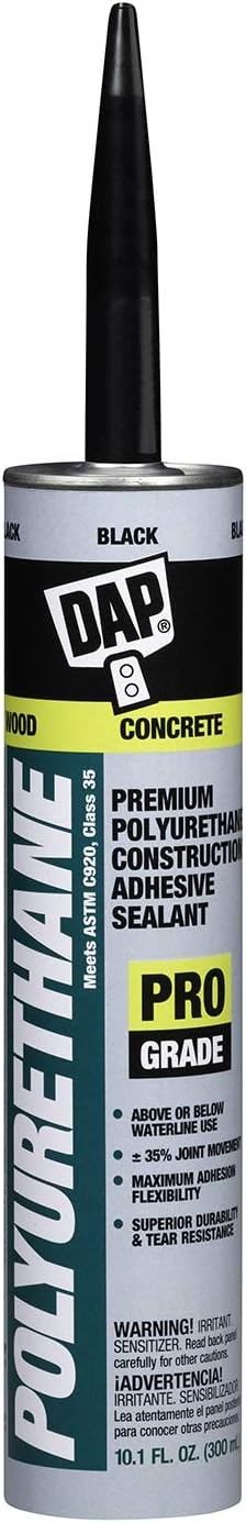 DAP Polyurethane Construction Adhesive and Sealant, Black, 10.1 oz (7079818816)