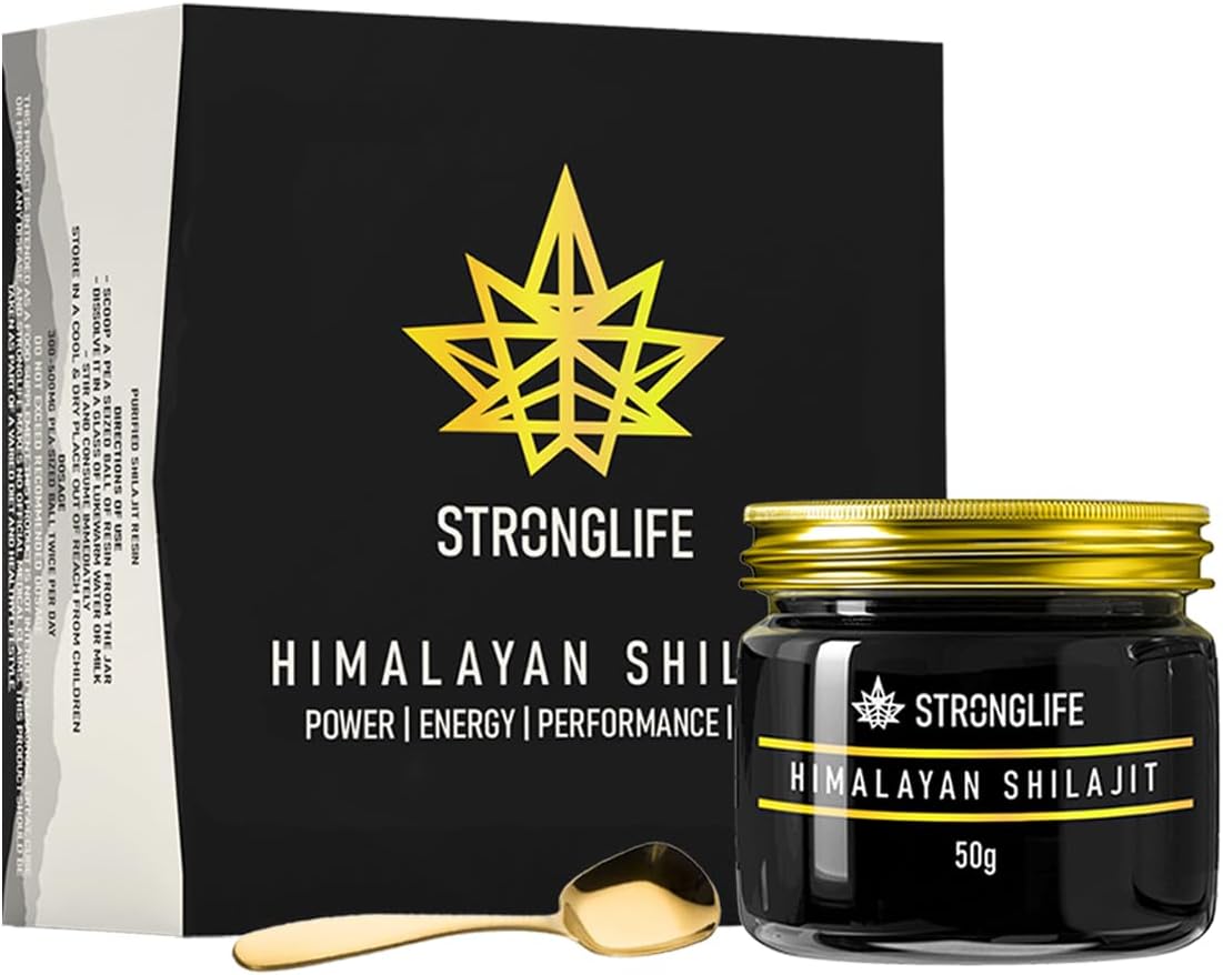 Shilajit Resin 50 Grams Stronglife Gold Grade Himalayan Shilajit | Natural Source of Fulvic Acid & 85+ Minerals for Energy Stamina Immune System | UK Lab Certified