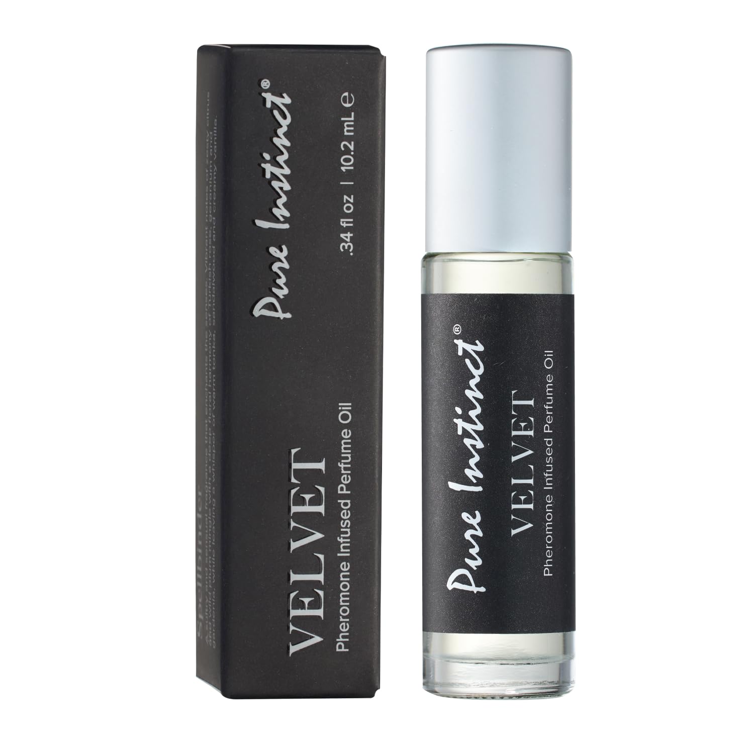 Pure Instinct VELVET The Original Pheromone Infused Essential Oil Perfume Cologne - For Him Men's - TSA Ready (Roll On Bottle 0.34 Fl. Oz./10.2mL)