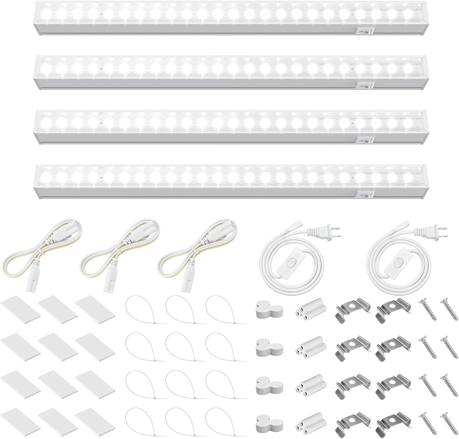 Barrina Grow Lights for Indoor Plants, 5000K White Full Spectrum LED Growing Lamp, 1FT T5 Plant Light Strip for Seed Starting, Vegetables, Plug and Play, 4-Pack