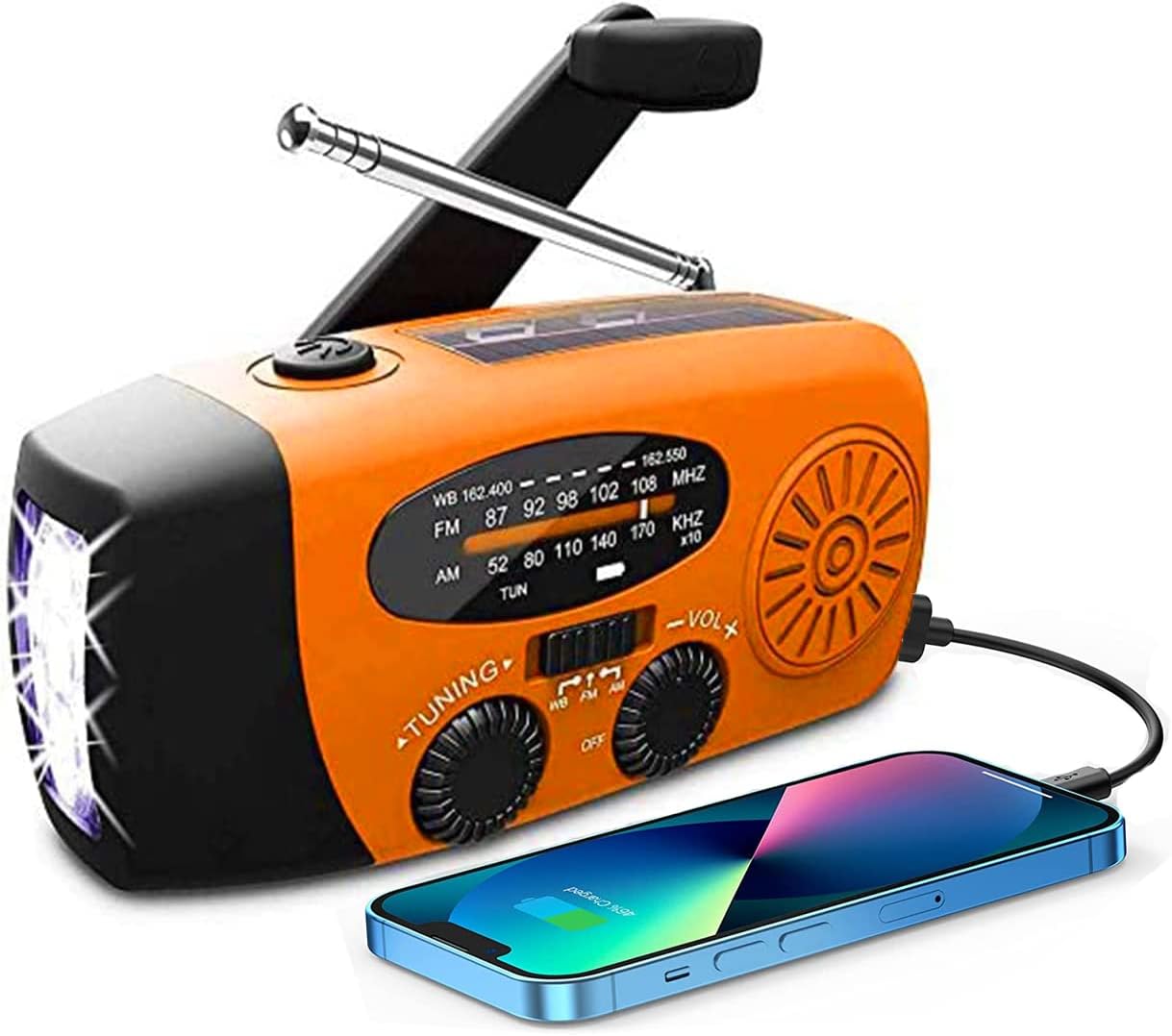 Wind Up Solar Radio,Solarbaby Portable Hand Crank Radio with AM/FM, Emergency Radio with 2000 mAh Rechargeable Power Bank,SOS Alarm, LED Torch Dynamo Radio,USB Mobile Phone Charger for Camping Outdoor