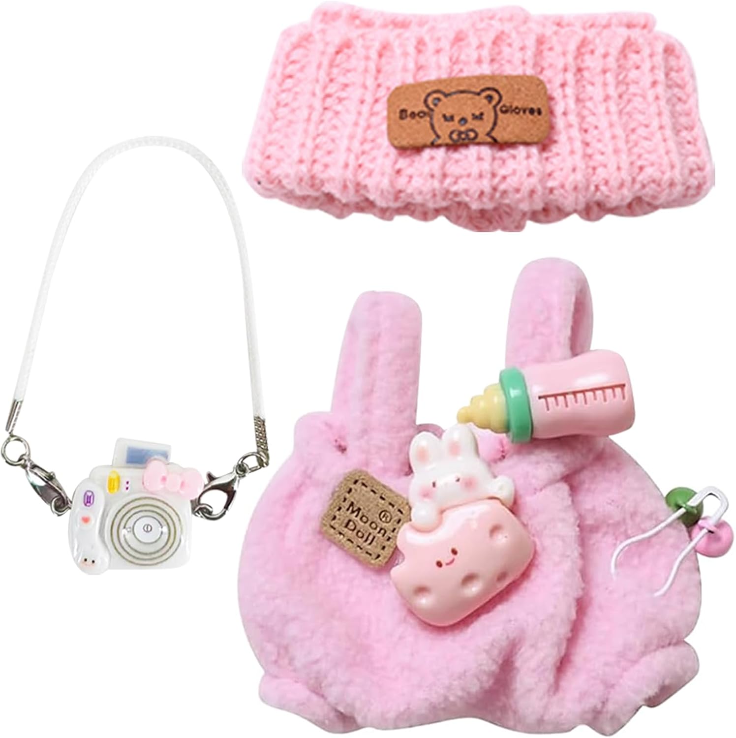 EDLMKM Clothes for Doll, Stylish Doll Clothes, Doll Outfit Set for 17cm Dolls, Clothing Hat Small Camera Backpack Accessories for Dress, Clothing Style Unique and Diverse (Rabbit)
