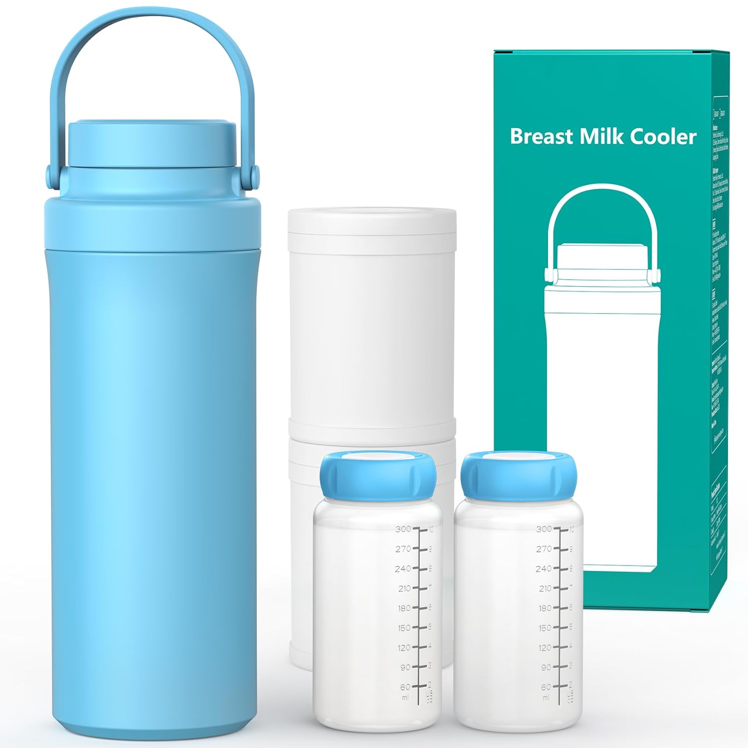 Xaproo 22oz Breast Milk Cooler Bottle, 360° Cooling Technology for 24 Hours, Larger Capacity Travel Breastmilk Chiller with 2pcs Baby Bottles, Portable Milk Cooler for Breastmilk, BPA-Free