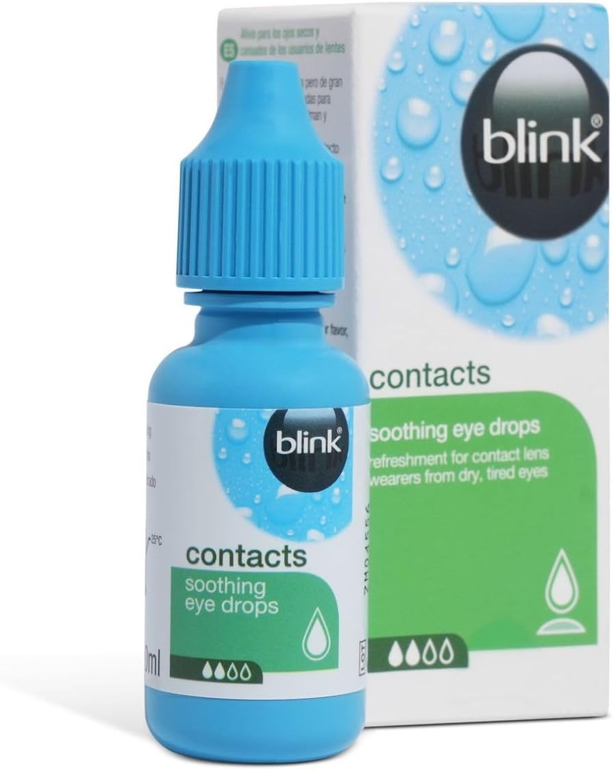 Blink Contacts Eye Drops - Instant Moisturising of Dry Contact Lenses - Lubricating Eye Drops for Tired Eyes with Hyaluronate to Maintain Contact Lens Comfort, 10 ml