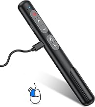 Air Mouse Wireless Presenter, NinjajoyOX Rechargeable Presentation Clicker for Powerpoint Presentations, Presentation Remote with Red Light, Plug & Play Compatible with Laptop, Computer, Mac