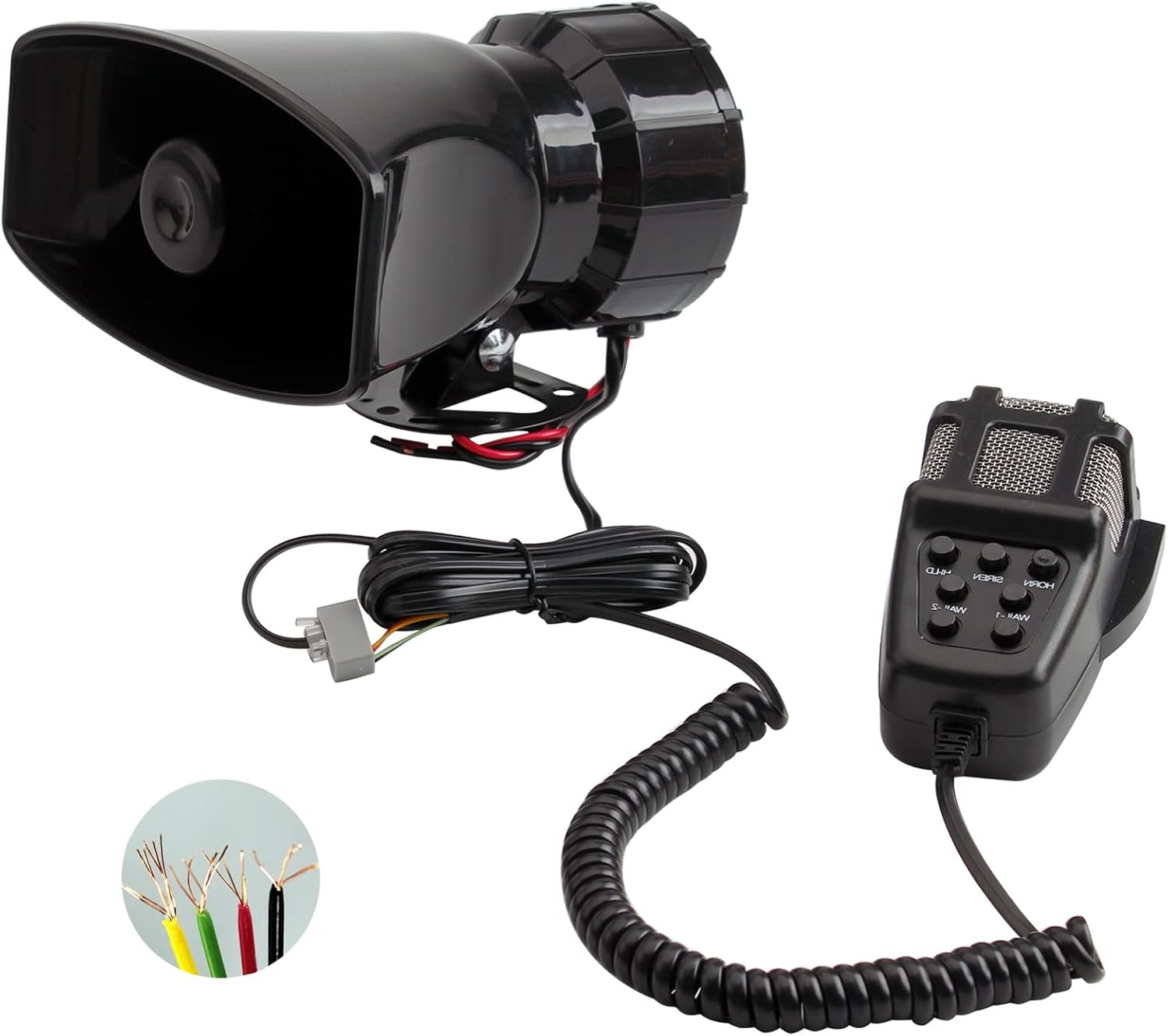 Alarm Horn Siren PA Speaker Mic System,BANHAO 100w 12v 7 Sound Loud Car Alarm Police Car Siren Speaker System Emergency Amplifier Alarm Kit Horn for 12V Truck Lorry Boat