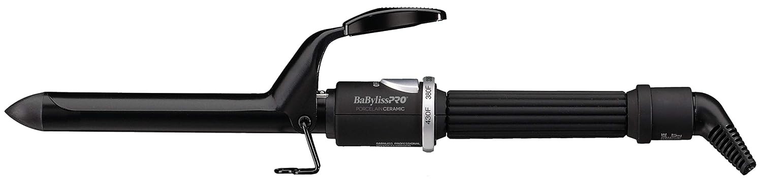 BaByliss Pro Spring Curling Iron, Porcelain Ceramic Professional For Multiple Hair Types, Reaches 430 Degrees for Loose Long Lasting Curls