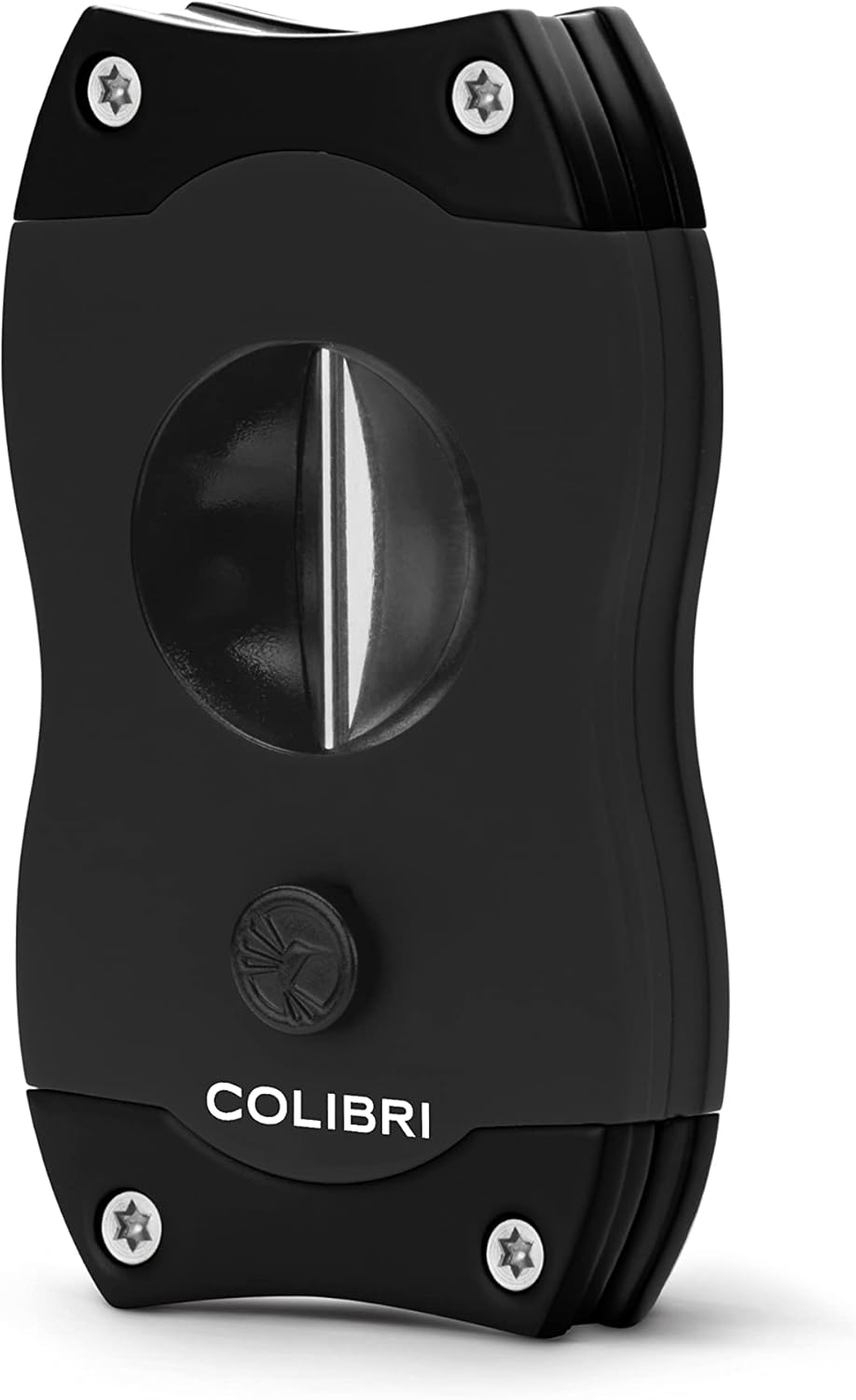 Colibri Premium V-Cut Cigar Cutter - Ergonomic Stainless Steel Spring-Loaded Blade, Ideal for up to 60+ Ring Gauge - Gift for Cigar Enthusiasts (Black)