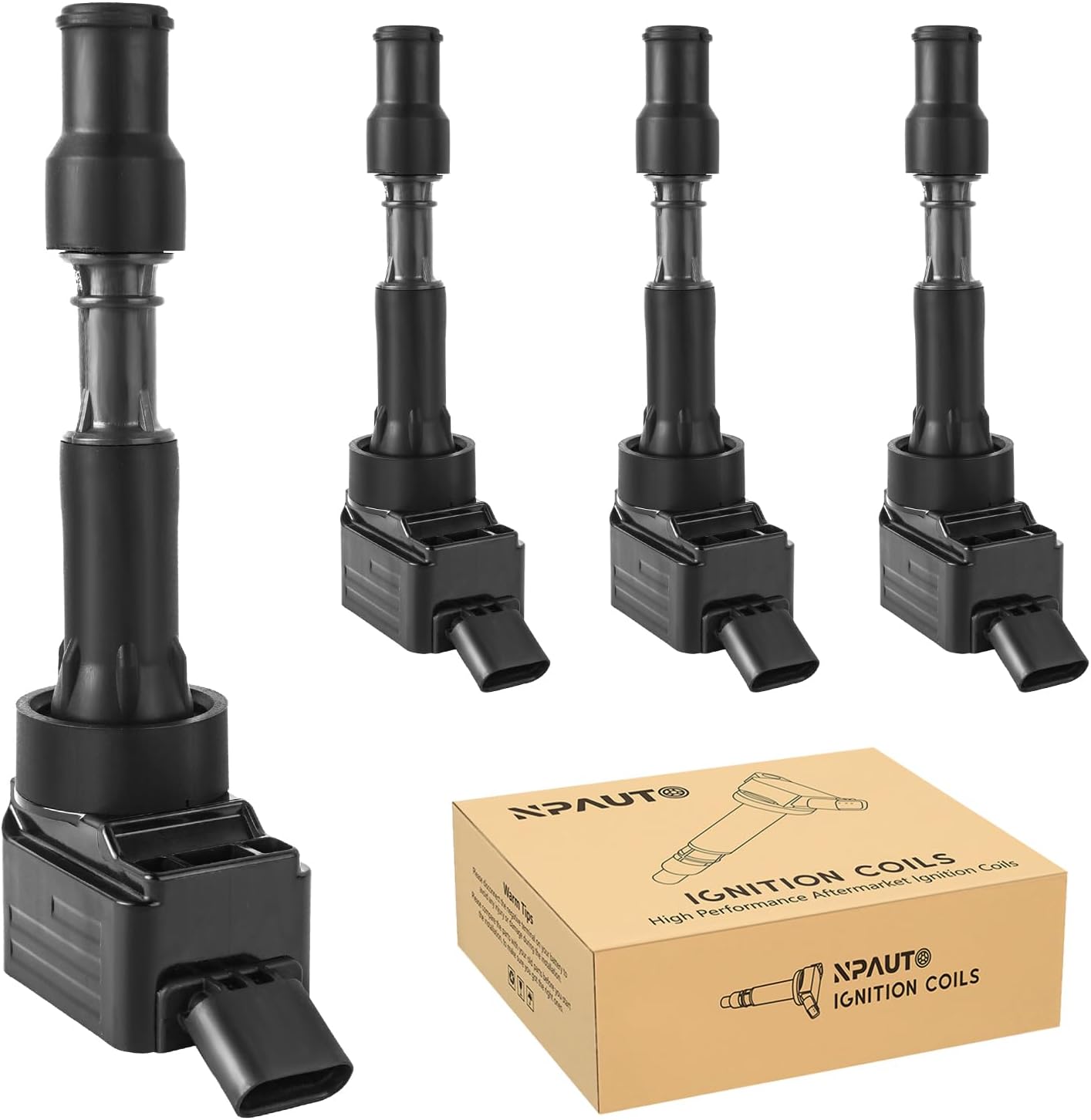 NPAUTO Ignition Coil Pack Replacement for 2.0 2.0L L4 2016 2017 2018 2019 2020 Hyundai Elantra, Hyundai Sonata Veloster, Kia Forte, Kia Optima, UF816 GN10877, Set of 4