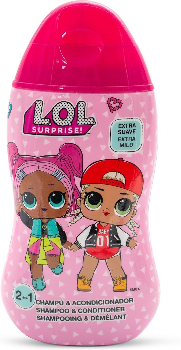 LOL Surprise 2-in-1 Shampoo & Conditioner for Adults & Kids 6+, Hydrates, Detangles, and Reduces Frizz, Extra-Mild Formula, pH-Balanced, Mild Fragrance, Suitable for All Hair Types, 400ml
