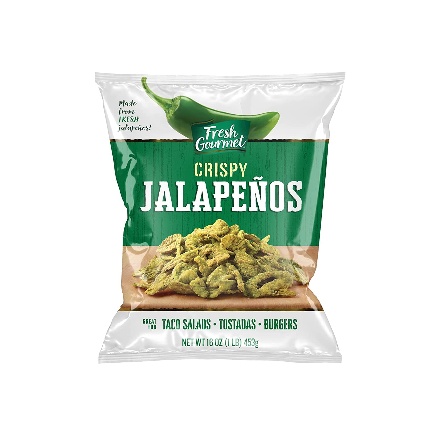 Fresh Gourmet Crispy Lightly Salted Jalapenos | 1 Pound, Pack of 10 | Low Carb | Crunchy Snack and Salad Topper