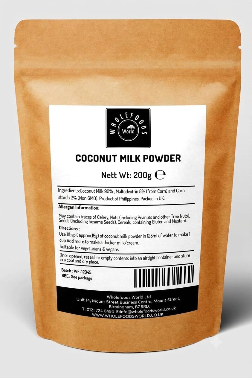 Wholefoods World Coconut Milk Powder for Cooking Baking and Asian Cuisine Curry Recipe (200g)