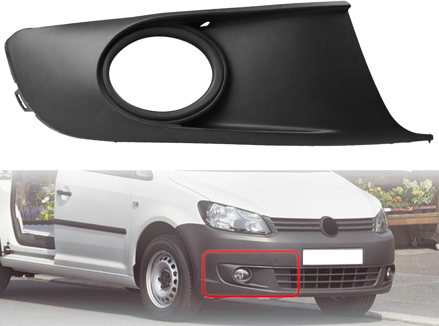 Cars Bumper Grille Right Dark Grey 2K5853666A Fit VW CADDY 2010-2015 with hole for foglamp, Fog Light Cover Inserts