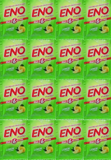 Fruit Salt Eno Lemon Antacid- 16 x 5g Sachets-| Effervescent Relief from Flatulence, Indigestion, Heartburn, Tummy Upset, Nausea | Quick & Effective- Hand Luggage frinedly