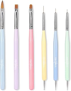 TEOYALL Nail Art Brushes, Nail Design Painting Brushes Builder Gel Brush Nail Dotting Tools Nail Fine Liner Brushes
