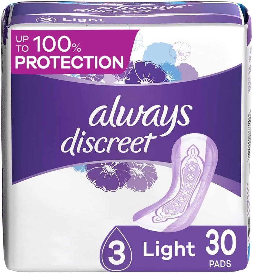 Always Discreet, Incontinence Liners, Ultra Thin, Regular Length, 30 Count ( packaging may vary)