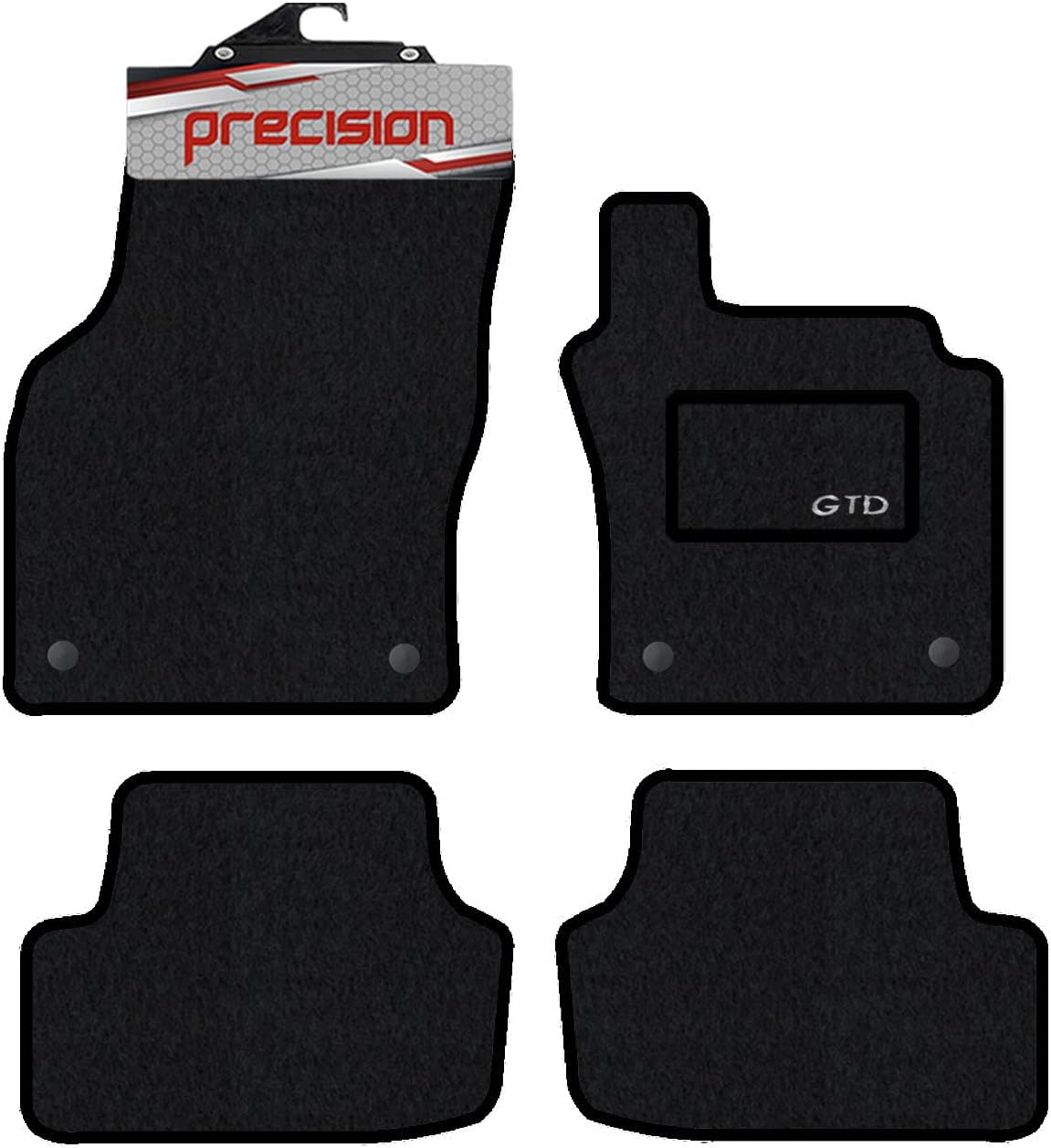 Precision Black Car Mats with GTD Logo For VW Golf MK7 (2013-2020) - SSQGTD42