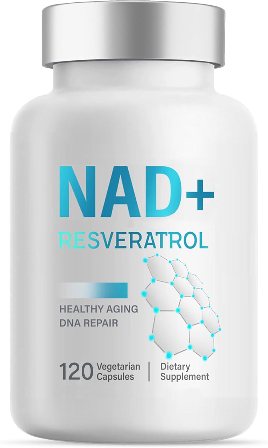 NAD Supplement 1000mg, NAD+ Resveratrol for Cellular Energy, Healthy Aging & Focus, 120 Capsules