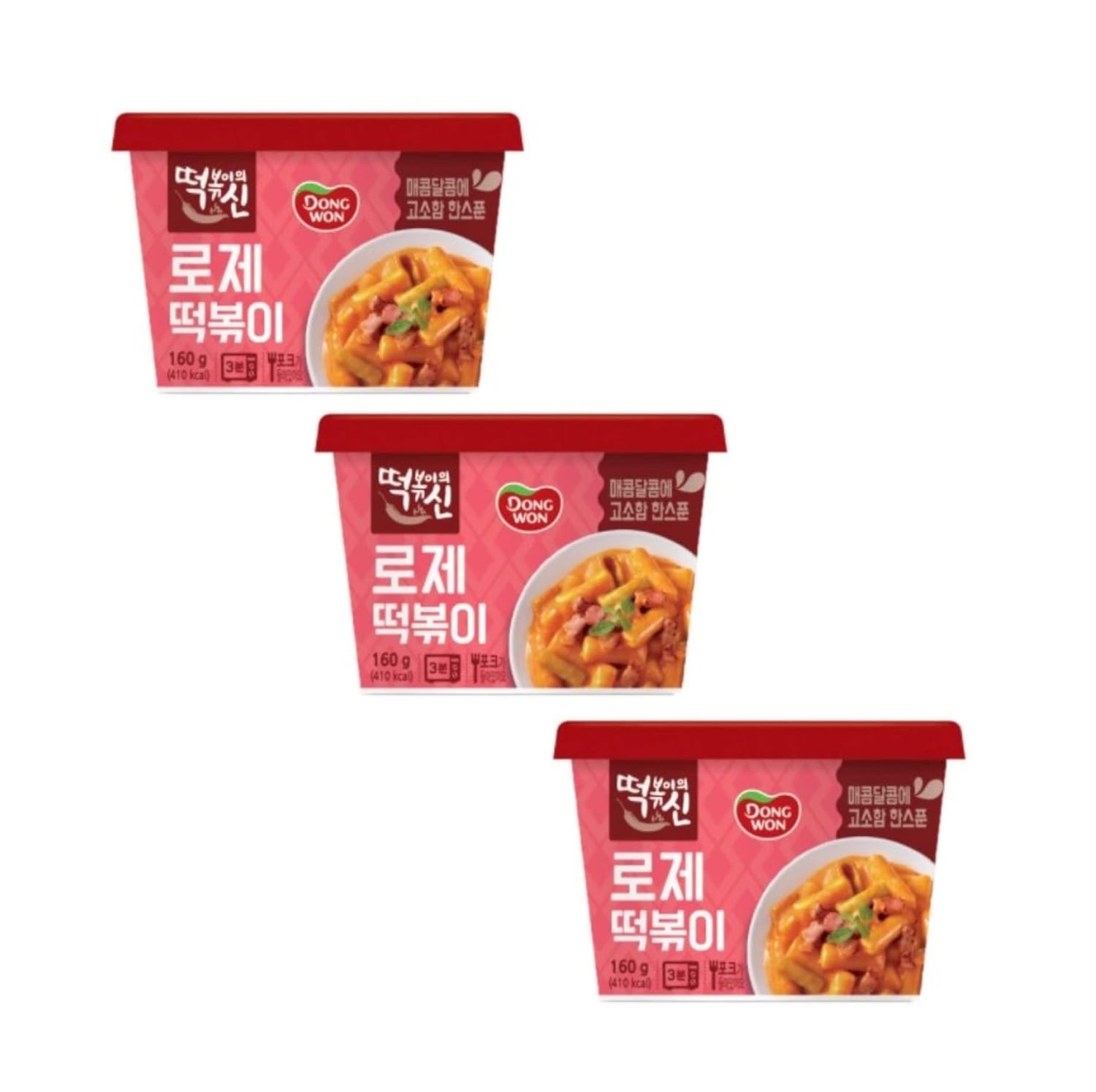 Dongwon God of Topokki (Tteokbokki) Bowl Cheese/Hot & Spicy/Sweet & Spicy (120g/each) (Rose, 3)