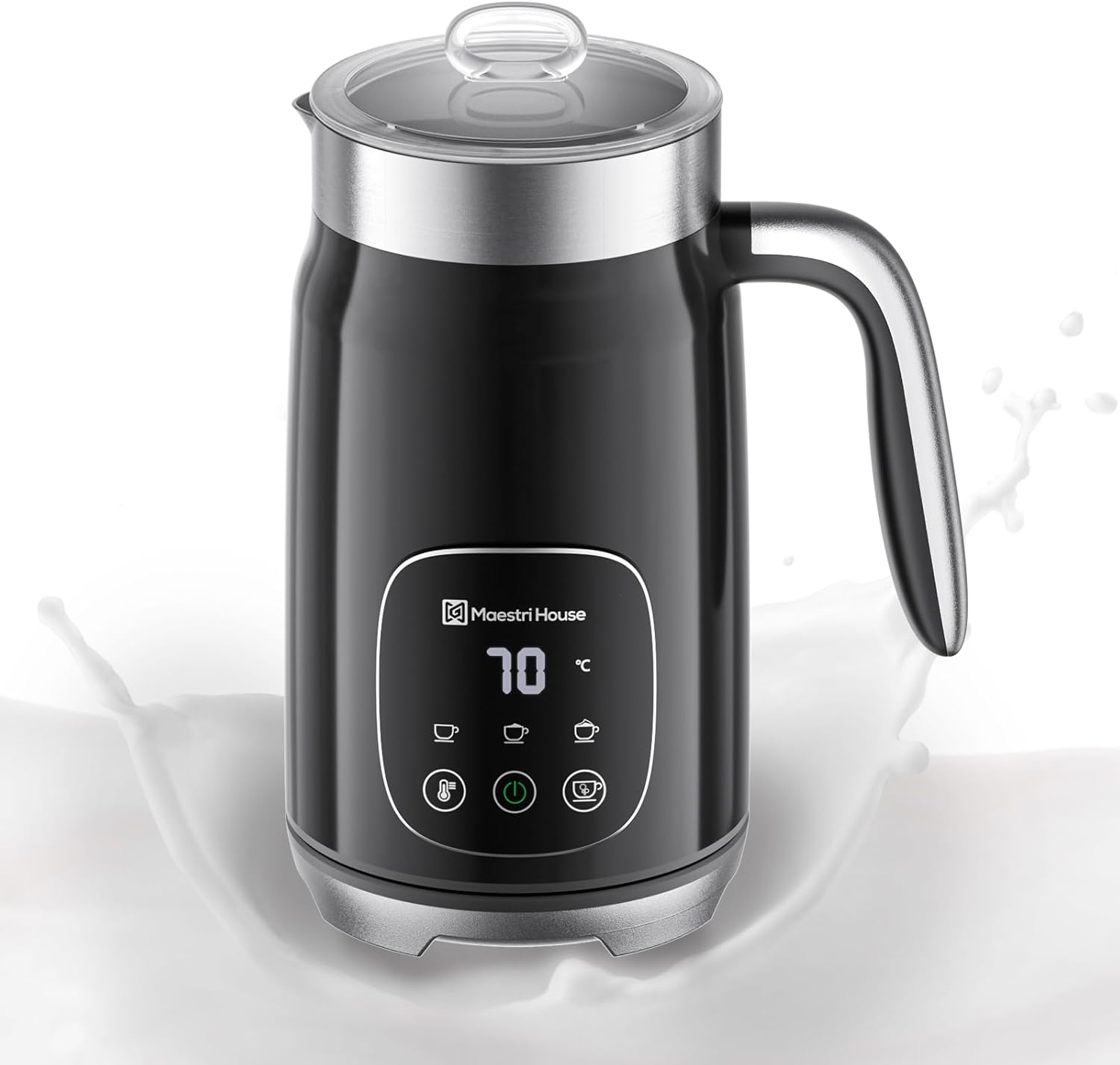 Maestri House Milk Frother, 4 in 1 Variable Temp and Froth Thickness Milk Frother and Steamer, 400ml Smart Touch Control Foam Maker, Memory Function for Latte, Cappuccino, Hot Chocolate,DualFro 400