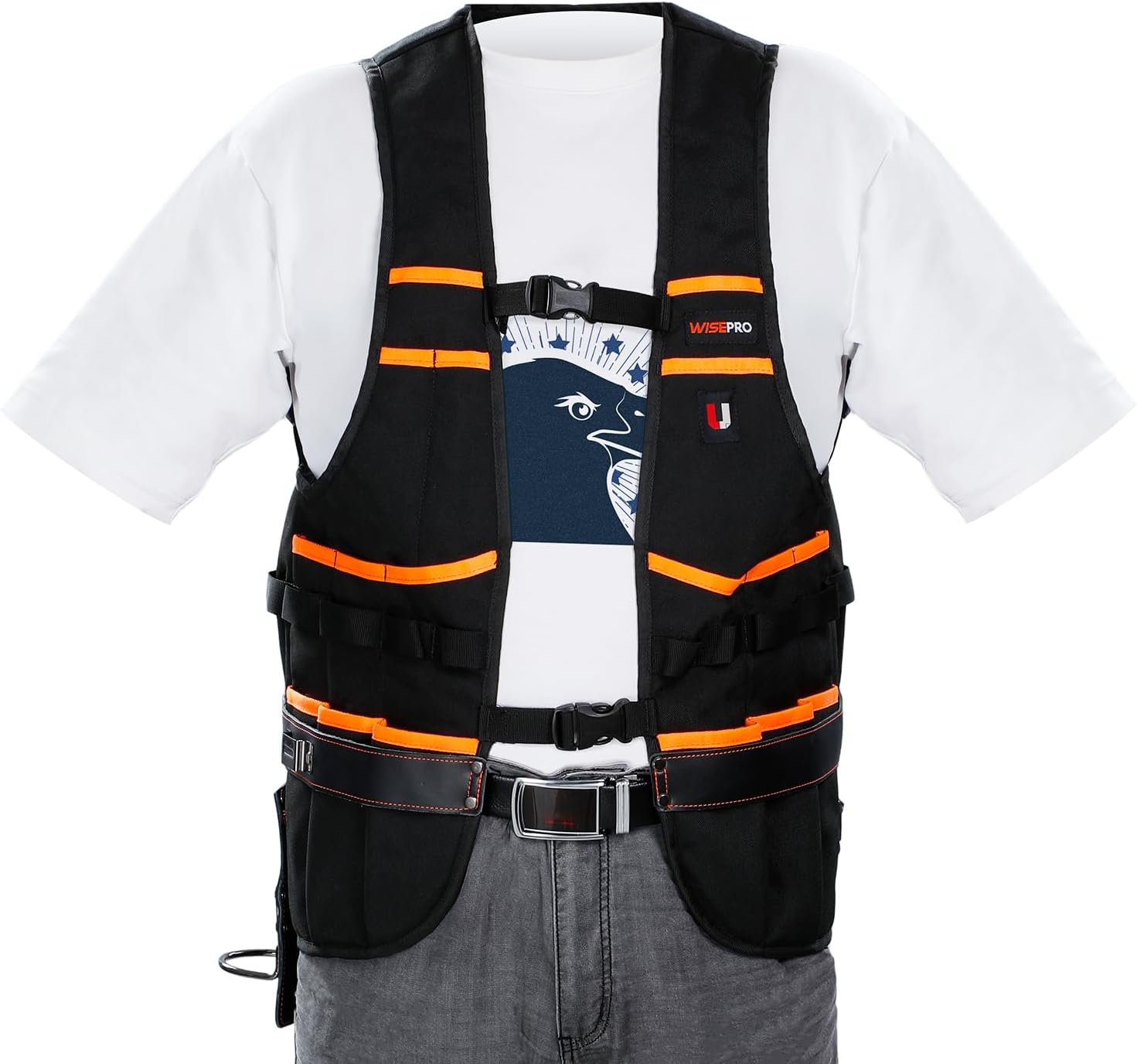 Tool Vest with Leather Hanging Straps, Adjustable Construction Tool Vest Carpenter's vest, Work Vest with pockets for Men, Construction, Carpenters, Electrician