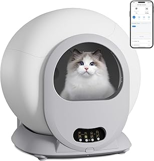 Self Cleaning Cat Litter Box,Automatic Litter Box for Multiple Cats with App Control Odor Removal,Cat Litter Box Automatic Cleaning White