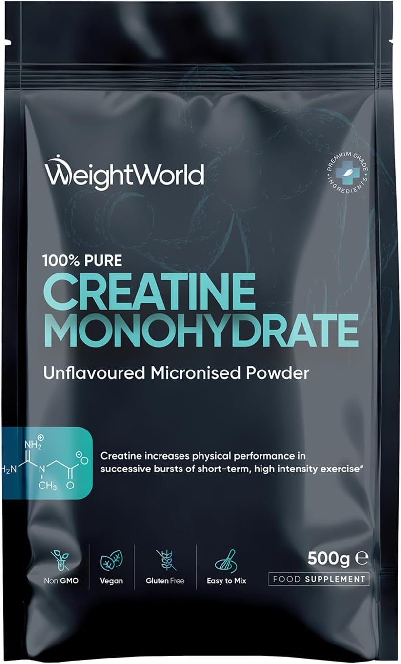 Creatine Monohydrate Powder 500g - 165 Servings - 200 Mesh Micronised Creatine Powder - 5+ Months Supply - Unflavoured, Vegan-Friendly, & Easy to Mix - Scoop Included - for Both Men & Women