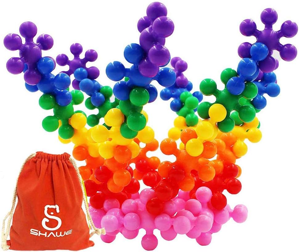 SHAWE Building Blocks Kids Educational STEM Toys Building Discs Sets Interlocking Solid Plastic for Preschool Kids Boys and Girls, Safe Material - Package with Storage Bag