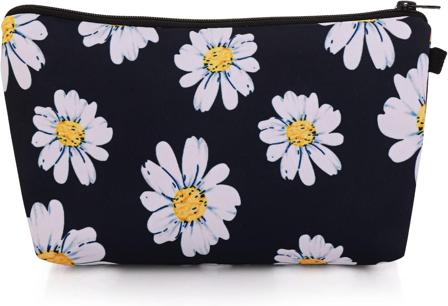 Sibba Canvas Cosmetic Bag Handbag Small Pouch Purse Case Toiletry Organizer Storage Beauty Makeup Travel Accessory(Black Sunflower)