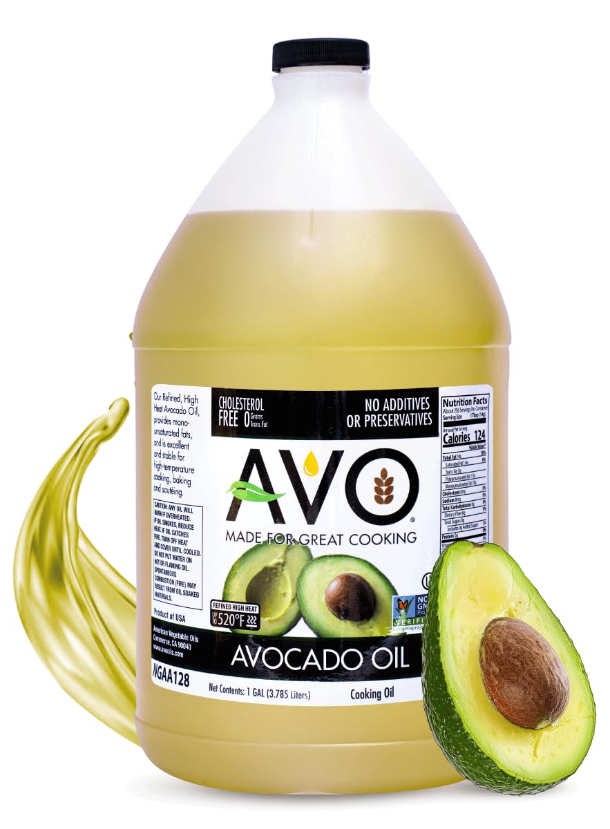 AVO NON GMO 100% Avocado Oil, 1 Gallon 128 Fl-oz, NO Preservatives Added