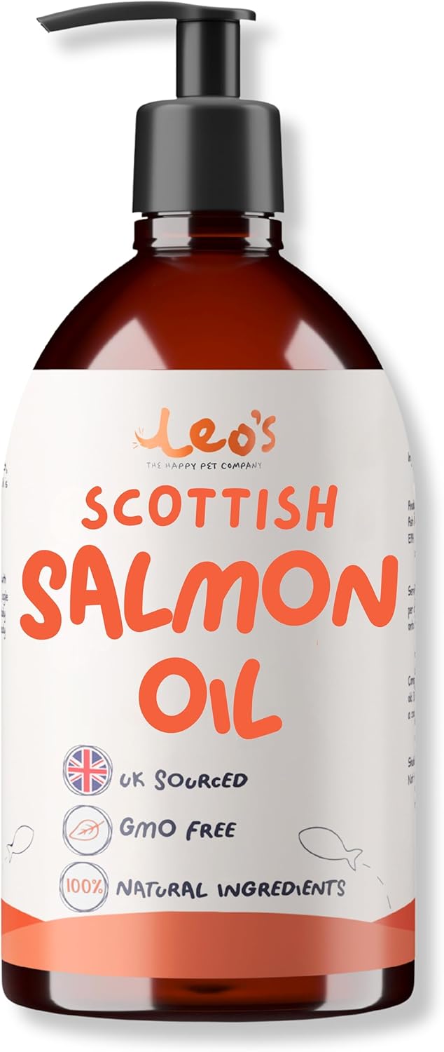 Leo's Salmon Oil for Dogs and Cats | Premium 100% Natural Fish Oil Supplements for Dogs and Cat Owners | Enhances Coat Shine, Joint & Brain Health, Itchy or Dry Skin, and Dandruff Hair Treatment 500ml