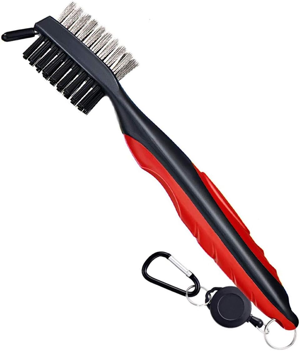 Eshan Golf Club Brush Groove Cleaner with Aluminum Carabiner Keyring Retractable Spool Line Golf Bag Accessories for Men Women Golfer