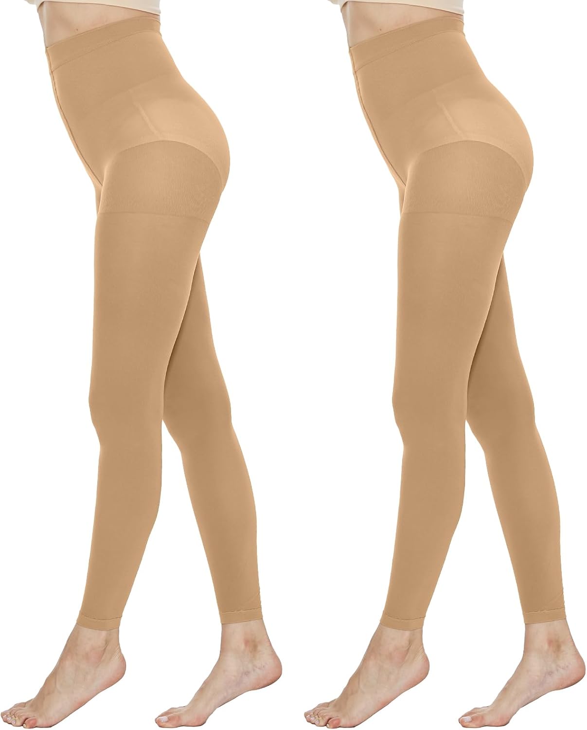 MANZI Women's 2 Pairs Opaque Control-Top Tights 70 Denier Pantyhose