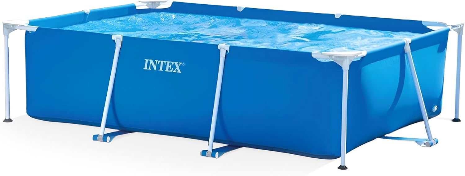 INTEX | 28272 Metal Frame Rectangular Outdoor Swimming Pool, Filter Pump Not Included, Capacity 3834 L, Measures 300 x 200 x 75 Centimeters - Colour Blue